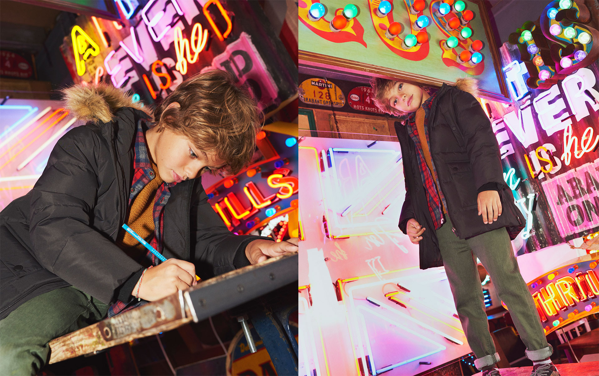 Zara | Coat & Neons